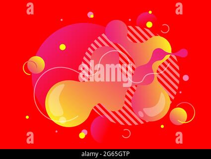 Yellow and pink geometric background. Liquid shapes composition. Gradient vector art illustrator Stock Vector