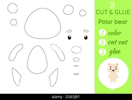 Cut and glue paper little bear. Kids crafts activity page. Educational
