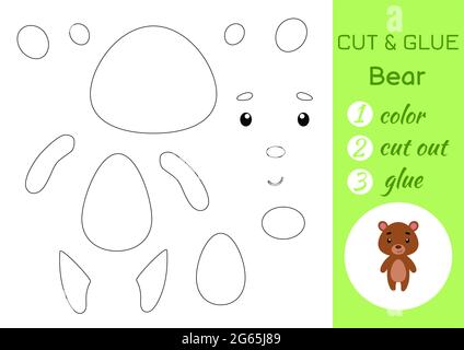 Cut and glue paper little bear. Kids crafts activity page. Educational ...