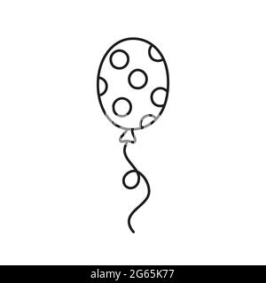 Hand drawn polka dot balloon. Children drawing. Isolated vector illustration in doodle style on white background Stock Vector