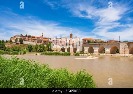 Panoramic view of historical city Tordesillas in Valladolid, Castilla y León, Spain Stock Photo