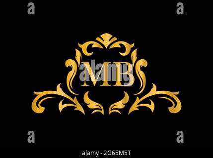 Luxury Alphabet letters MB. Golden Floral alphabet . Monogram initials perfectly for wedding invitations, greeting card, logo, and other design. Stock Vector