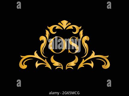 Luxury Alphabet letters OS. Golden Floral alphabet . Monogram initials perfectly for wedding invitations, greeting card, logo, and other design. Stock Vector