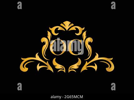 Luxury Alphabet letters OC. Golden Floral alphabet . Monogram initials perfectly for wedding invitations, greeting card, logo, and other design. Stock Vector