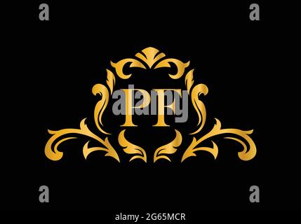 Luxury Alphabet letters PF. Golden Floral alphabet . Monogram initials perfectly for wedding invitations, greeting card, logo, and other design. Stock Vector