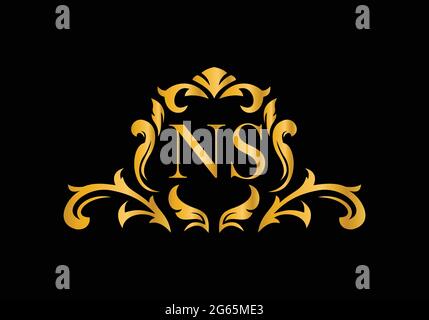 Luxury Alphabet letters NS. Golden Floral alphabet . Monogram initials perfectly for wedding invitations, greeting card, logo, and other design. Stock Vector