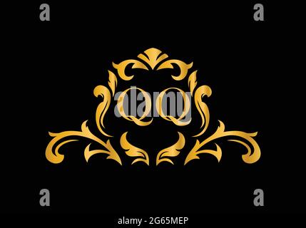 Luxury Alphabet letters QQ. Golden Floral alphabet . Monogram initials perfectly for wedding invitations, greeting card, logo, and other design. Stock Vector
