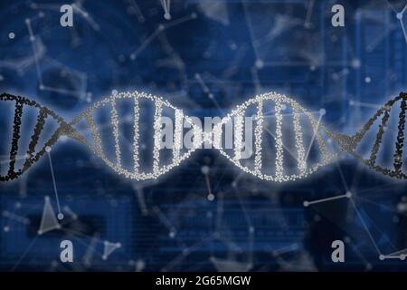 digital futuristic dna spiral, medicine interface technology Stock Photo