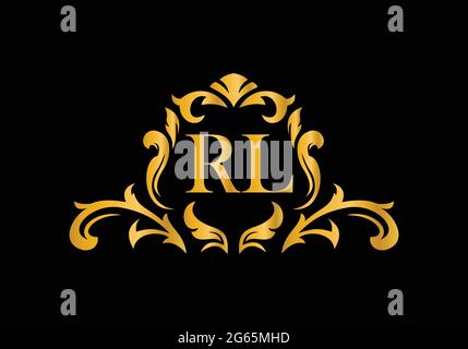 Luxury Alphabet letters RL. Golden Floral alphabet . Monogram initials perfectly for wedding invitations, greeting card, logo, and other design. Stock Vector