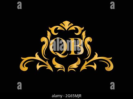 Luxury Alphabet letters QB. Golden Floral alphabet . Monogram initials perfectly for wedding invitations, greeting card, logo, and other design. Stock Vector