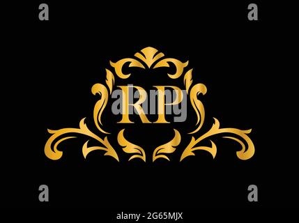 Luxury Alphabet letters RP. Golden Floral alphabet . Monogram initials perfectly for wedding invitations, greeting card, logo, and other design. Stock Vector