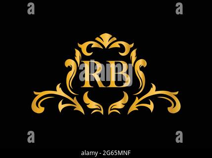 Luxury Alphabet letters RB. Golden Floral alphabet . Monogram initials perfectly for wedding invitations, greeting card, logo, and other design. Stock Vector