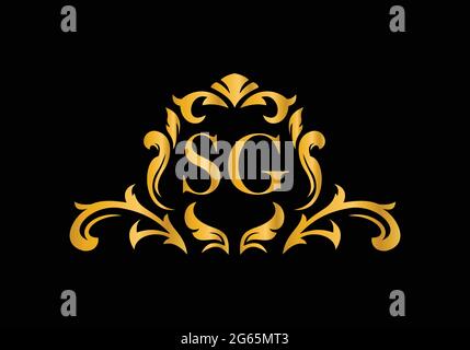 Luxury Alphabet letters SG. Golden Floral alphabet . Monogram initials perfectly for wedding invitations, greeting card, logo, and other design. Stock Vector
