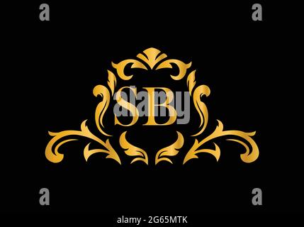 Luxury Alphabet letters SB. Golden Floral alphabet . Monogram initials perfectly for wedding invitations, greeting card, logo, and other design. Stock Vector
