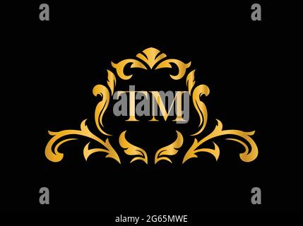 Luxury Alphabet letters TM. Golden Floral alphabet . Monogram initials perfectly for wedding invitations, greeting card, logo, and other design. Stock Vector