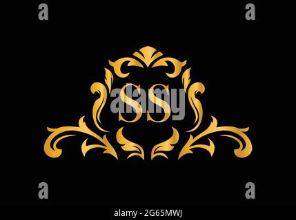 Luxury Alphabet letters SS. Golden Floral alphabet . Monogram initials perfectly for wedding invitations, greeting card, logo, and other design. Stock Vector