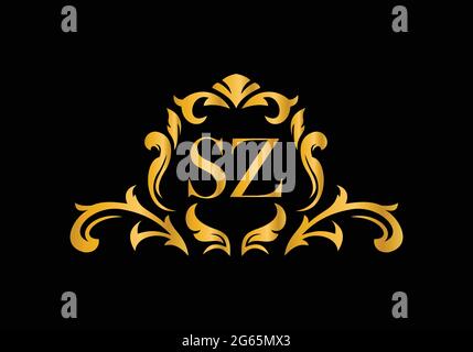 Luxury Alphabet letters SZ. Golden Floral alphabet . Monogram initials perfectly for wedding invitations, greeting card, logo, and other design. Stock Vector