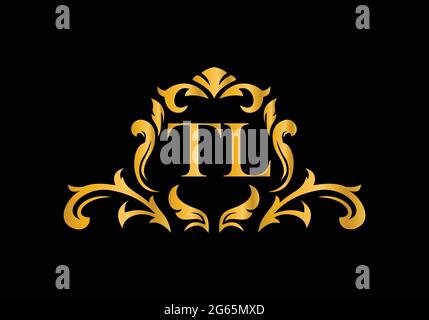 Luxury Alphabet letters TL. Golden Floral alphabet . Monogram initials perfectly for wedding invitations, greeting card, logo, and other design. Stock Vector