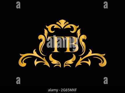 Luxury Alphabet letters TB. Golden Floral alphabet . Monogram initials perfectly for wedding invitations, greeting card, logo, and other design. Stock Vector