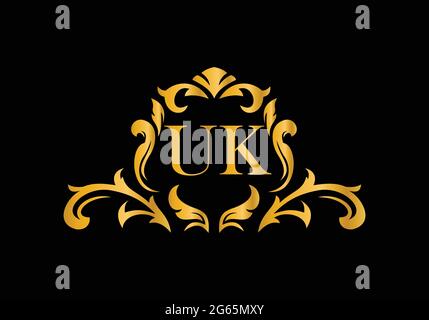 Luxury Alphabet letters UK. Golden Floral alphabet . Monogram initials perfectly for wedding invitations, greeting card, logo, and other design. Stock Vector
