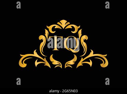 Luxury Alphabet letters TQ. Golden Floral alphabet . Monogram initials perfectly for wedding invitations, greeting card, logo, and other design. Stock Vector
