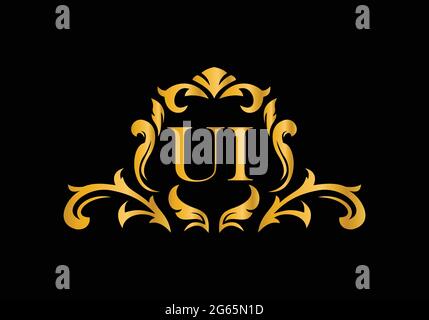 Luxury Alphabet letters UI. Golden Floral alphabet . Monogram initials perfectly for wedding invitations, greeting card, logo, and other design. Stock Vector