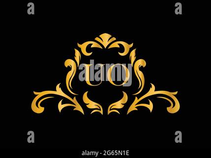 Luxury Alphabet letters UO. Golden Floral alphabet . Monogram initials perfectly for wedding invitations, greeting card, logo, and other design. Stock Vector