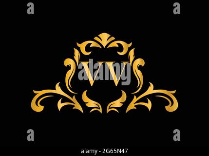Luxury Alphabet letters VV. Golden Floral alphabet . Monogram initials perfectly for wedding invitations, greeting card, logo, and other design. Stock Vector