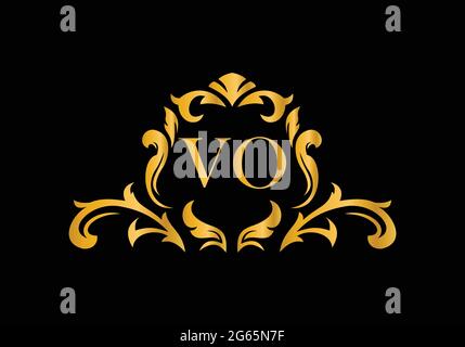 Luxury Alphabet letters OV. Golden Floral alphabet . Monogram initials perfectly for wedding invitations, greeting card, logo, and other design. Stock Vector