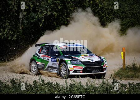 05 HERCZIG Norbert (HUN), Ramon FERENCZ (HUN), SKODA RALLY TEAM HUNGARIA, Â¦koda Fabia Evo, action during the 2021 FIA ERC Rally Liepaja, 2nd round of the 2021 FIA European Rally Championship, from July 1 to 3, 2021 in in Liepaja, Latvia - Photo Gregory Lenormand / DPPI Stock Photo