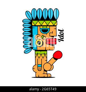 Happy wood idol icon. Cartoon of happy wood idol vector icon for web design isolated Stock Vector
