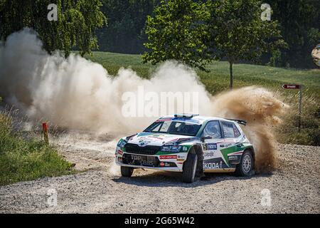 05 HERCZIG Norbert (HUN), Ramon FERENCZ (HUN), SKODA RALLY TEAM HUNGARIA, Â¦koda Fabia Evo, action during the 2021 FIA ERC Rally Liepaja, 2nd round of the 2021 FIA European Rally Championship, from July 1 to 3, 2021 in in Liepaja, Latvia - Photo Gregory Lenormand / DPPI Stock Photo