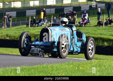 Nick Pancisi, Bugatti T35B, Allcomers Scratch Race for Pre-War Cars, VSCC, Shuttleworth Nuffield and Len Thompson Trophies Race Meeting, Cadwell Park Stock Photo