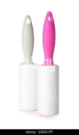 Lint rollers on white background Stock Photo