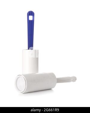 Lint rollers on white background Stock Photo