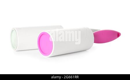 Lint rollers on white background Stock Photo