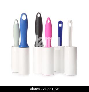 Lint rollers on white background Stock Photo