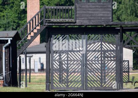 Death Gate and the crematory of Nazi German concentration camp KL Stutthof in Museum of Stutthof in Sztutowo, Poland. About 65,000 inmates (from 110,0 Stock Photo