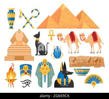 Vector illustration symbols of ancient Egypt Egyptian winged sun 