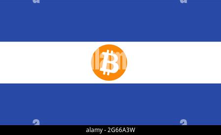 National flag of El Salvador and vitcoin icon. Vector illustration. Stock Vector