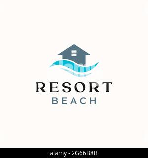 Palm Resort Logo Template Isolated in White Background Stock Vector