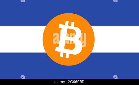 National flag of El Salvador and vitcoin icon. Vector illustration. Stock Vector