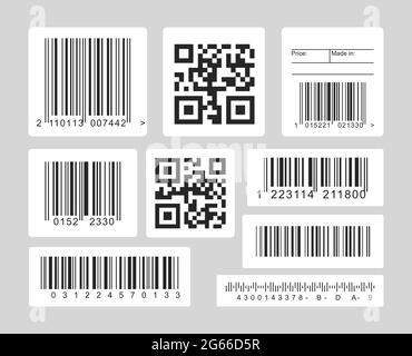 Barcode black and white vector illustrations set Stock Vector