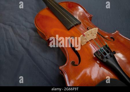 Violin image with closeups and detailed image. Stock Photo