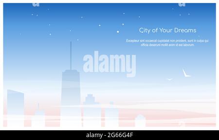 City buildings linear icons set. Skyscrapers, urban street with various structures thin line contour symbols on gradient background. Apartment houses Stock Vector