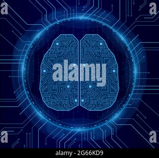 Vector illustration concept of Artificial Intelligence. Digital brain, electronic board in technology look abstract futuristic concept of Artificial