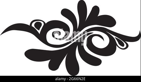 Indian Cultural Beautiful Alpona design concept of floral art isolated on black and white background Stock Vector