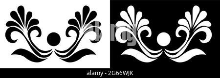 Indian Cultural Beautiful Alpona design concept of floral art isolated on black and white background Stock Vector