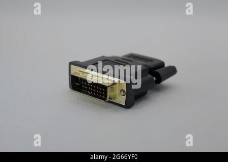 Conector DVI to HDMI isolated white background Stock Photo