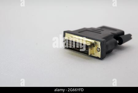 Conector DVI to HDMI isolated white background Stock Photo